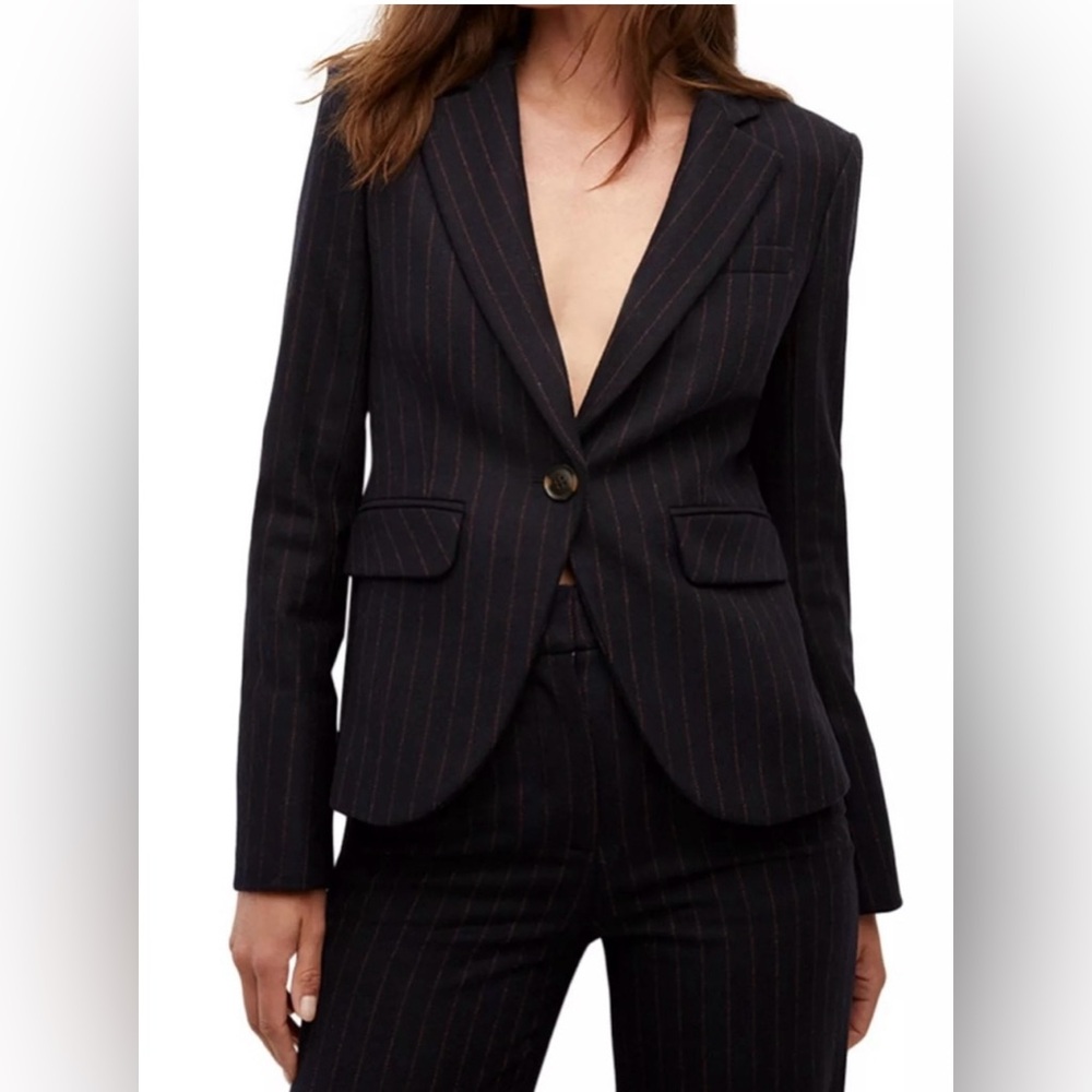 EUC Veronica Beard Tyra Navy Blue pinstripe wool dickey jacket Size 10